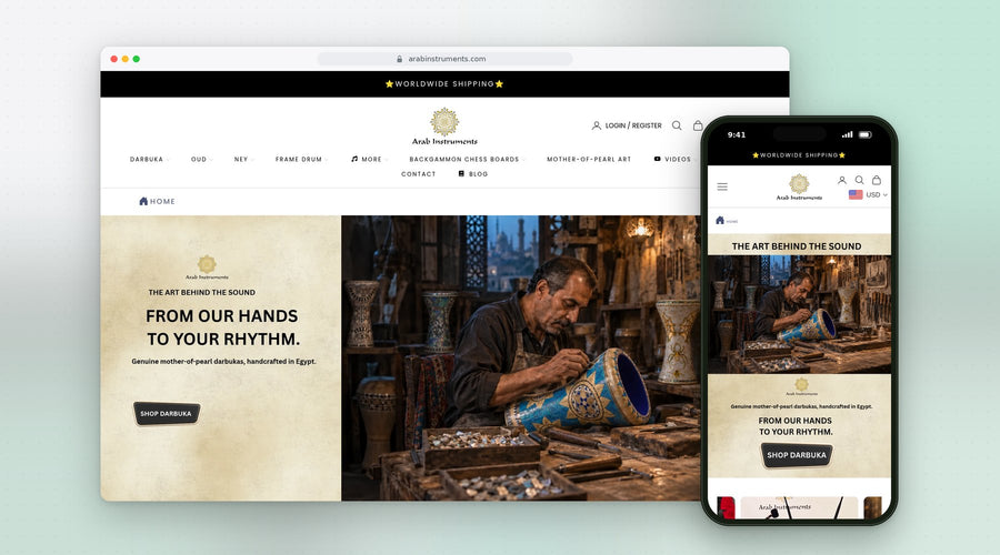 ARAB INSTRUMENTS – אתר Shopify שבנינו