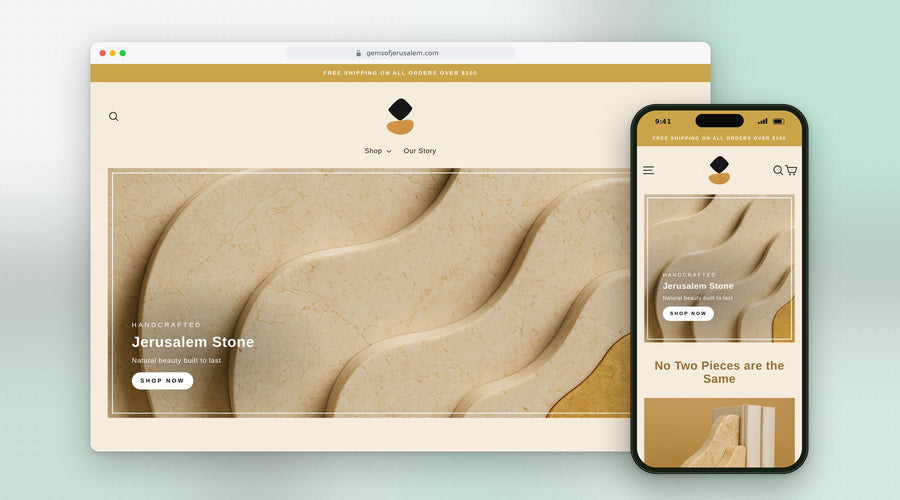 GEMS OF JERUSALEM – אתר Shopify שבנינו
