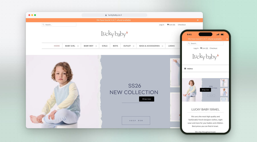 LUCKY BABY & KIDS – אתר Shopify שבנינו