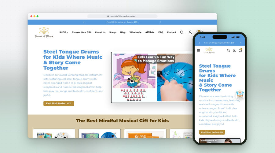 SOUND OF SILENCE DRUM – אתר Shopify שבנינו