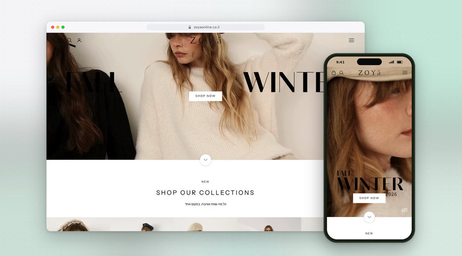 ZOYA ONLINE – אתר Shopify שבנינו